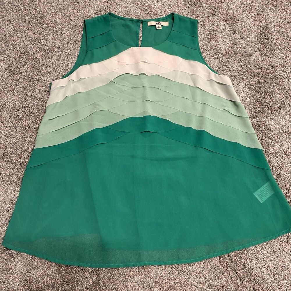 YA Los Angeles Sleeveless Blouse Women’s Size Large Green Chiffon Tank Top